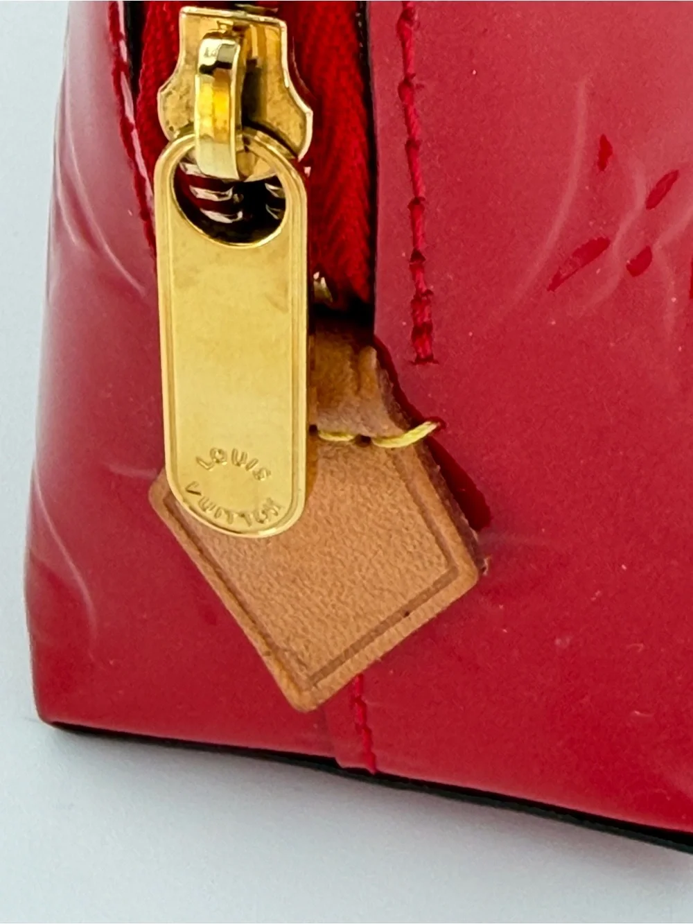 Louis Vuitton Red Vernis Monogram Cosmetic Pouch with Dust Bag and Entrupy COA - Picture 7 of 16